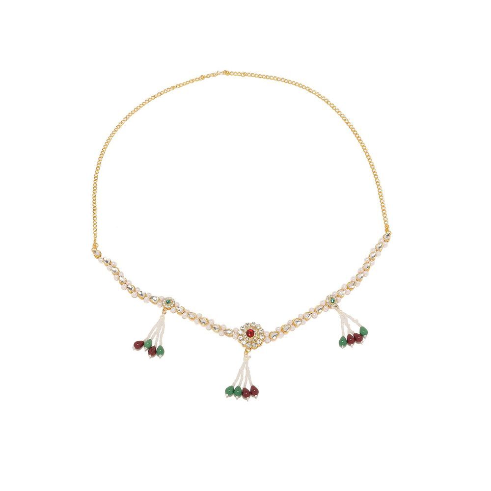 Sanjog Stunning Golden Kundan & White Pearl Kundan Studded Kamarband for Women Girls