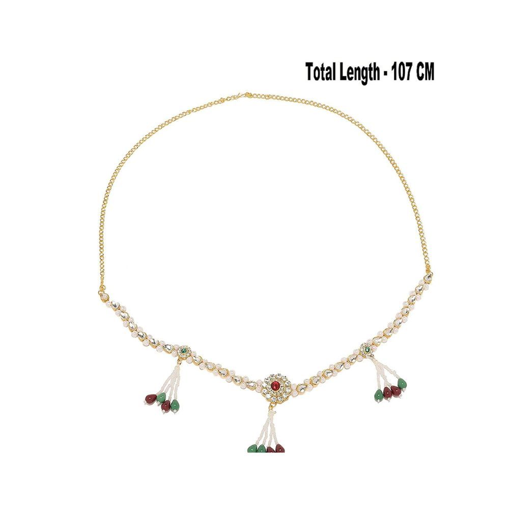 Sanjog Stunning Golden Kundan & White Pearl Kundan Studded Kamarband for Women Girls