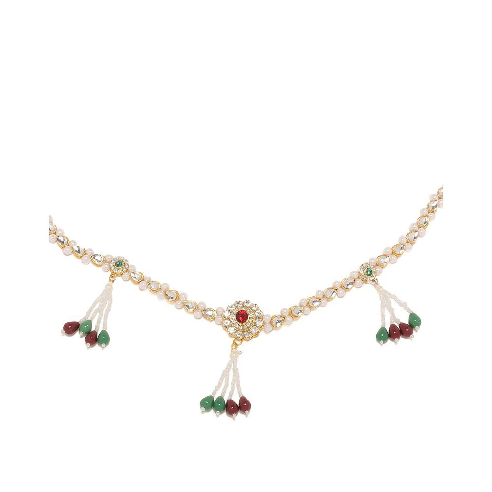 Sanjog Stunning Golden Kundan & White Pearl Kundan Studded Kamarband for Women Girls