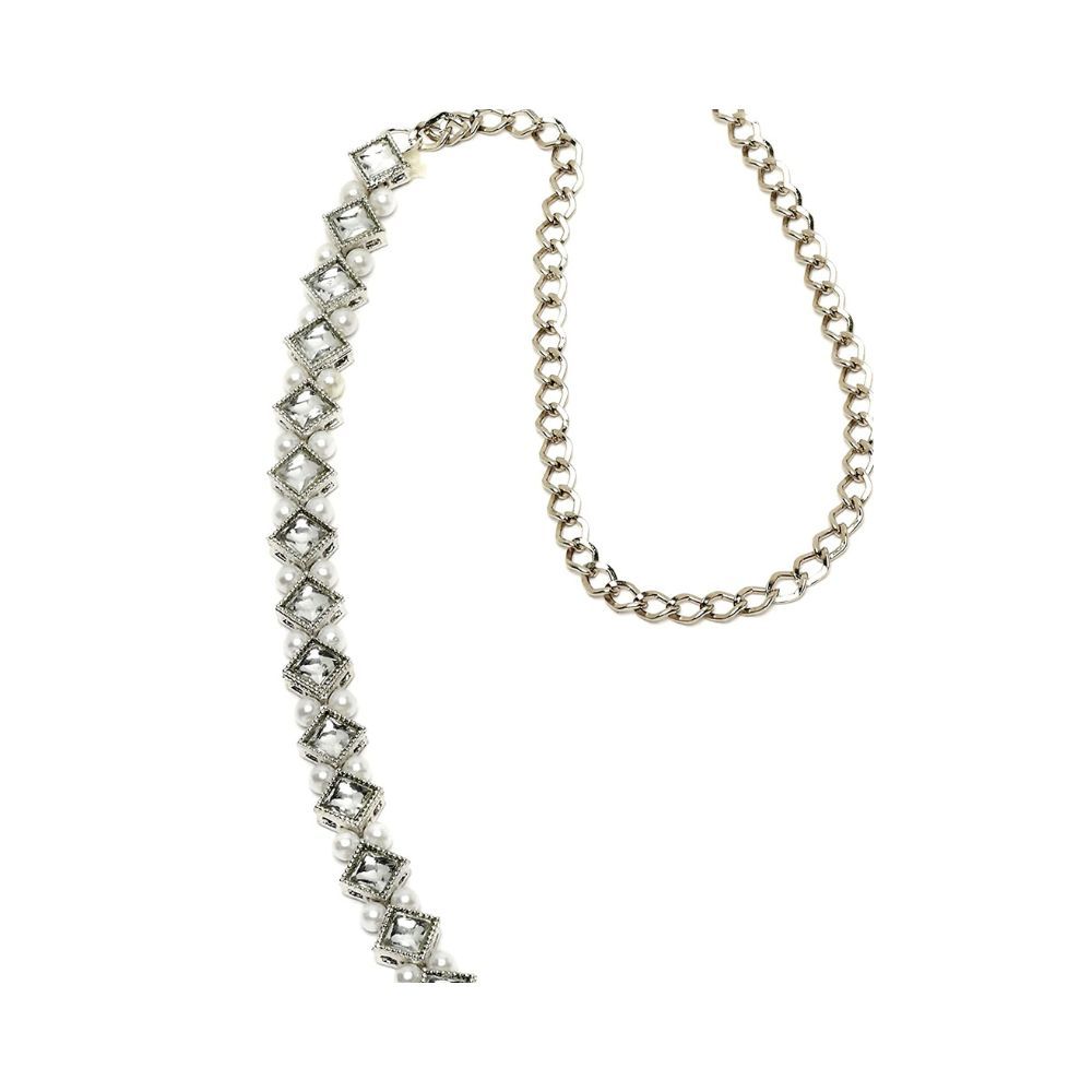 Sanjog Stunning Silver Color With White Kundan Studded Kamarband/Waist Belt for Women/Girls