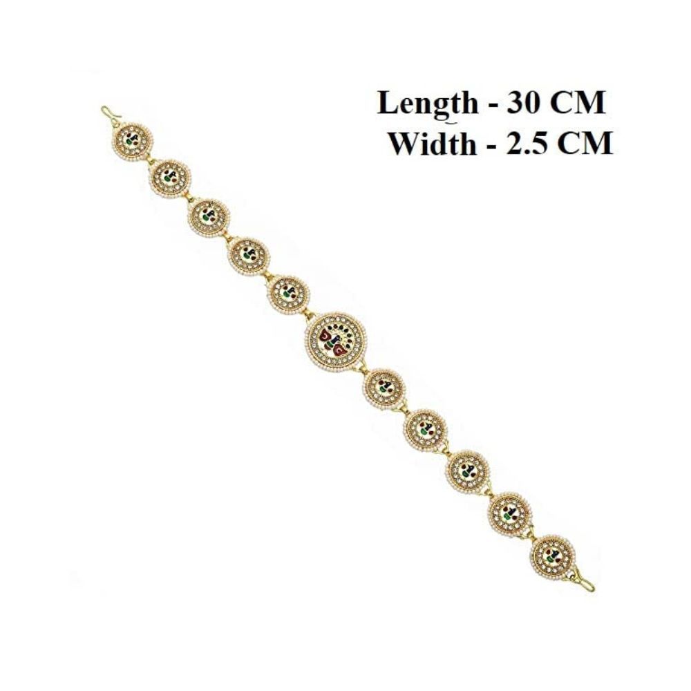 Sanjog Traditional Multi-Color Meena Work Rajputi sheeshphool Matha Patti Jewelry for Women & Girls (Peacock)