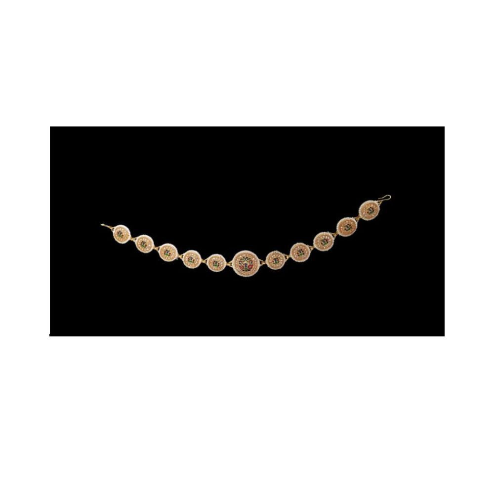 Sanjog Traditional Multi-Color Meena Work Rajputi sheeshphool Matha Patti Jewelry for Women & Girls (Peacock)