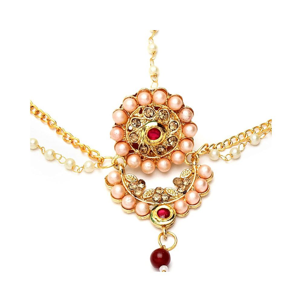 Sanjog Traditional Rajasthani Borla Matha Patti Maang Tika for Women & Girls