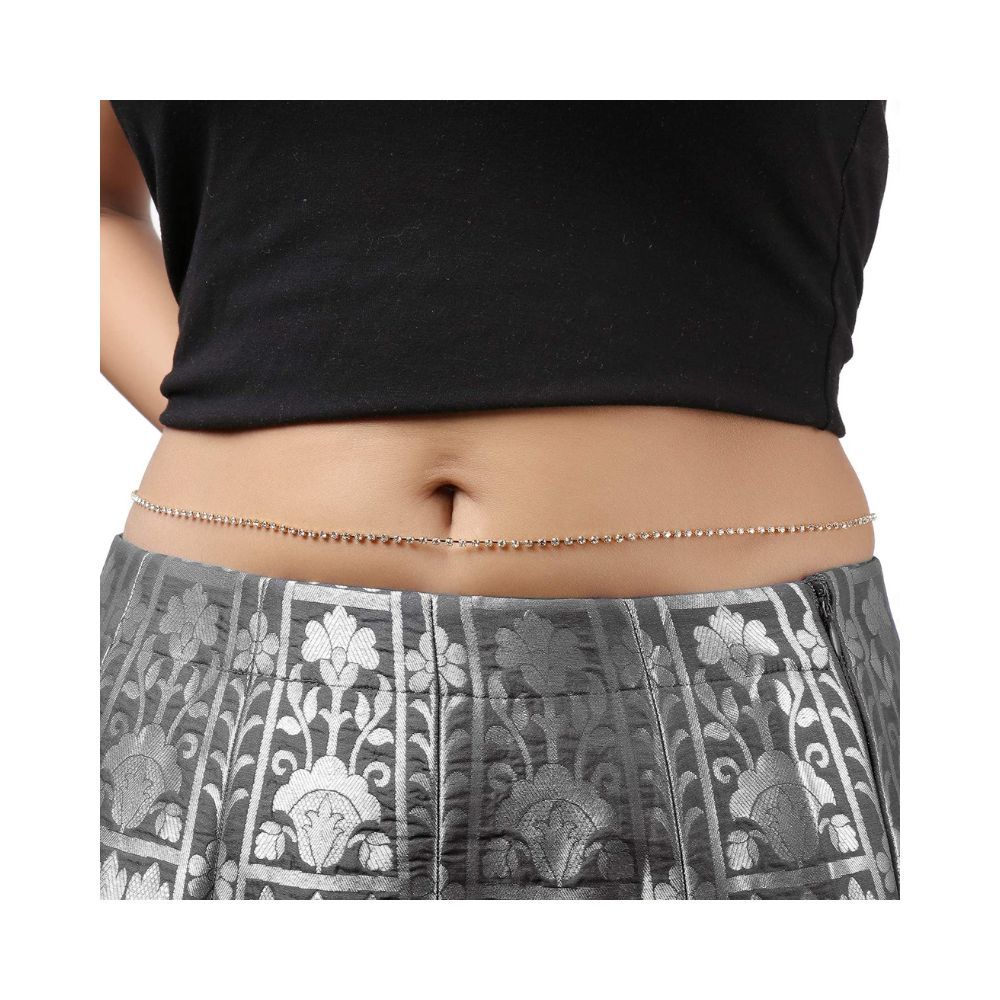 Sanjog Women's Girls One line Kundan Kamarband Belly Chains Western Indian Wear