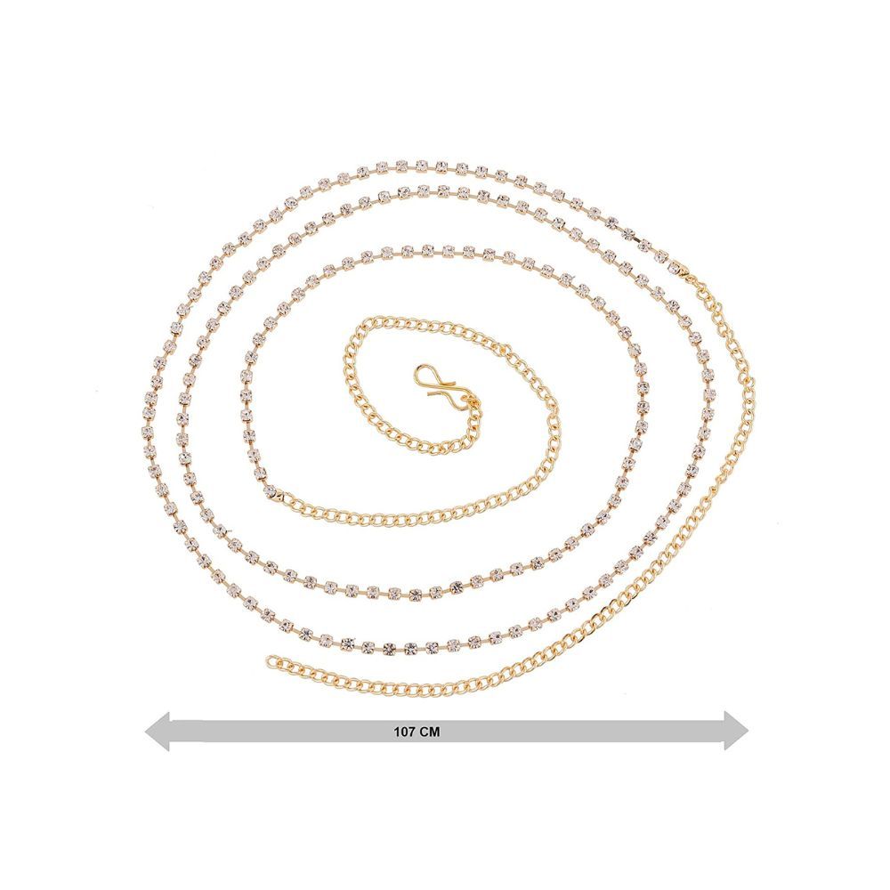 Sanjog Women's Girls One line Kundan Kamarband Belly Chains Western Indian Wear