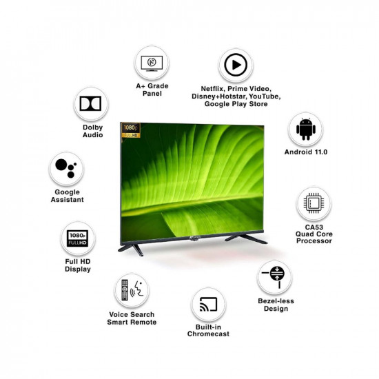 Sansui 102cm 40 inches Full HD Certified Android LED TV JSW40ASFHD Midnight Black With Voice Search Smart Remote