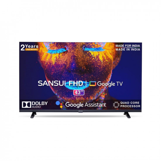 SANSUI 109cm (43 Inches) Full HD Smart Google LED TV Zen Panel Dolby Audio JSW43GSFHD (Black)