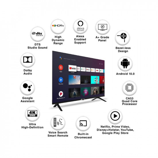 Sansui 127 cm (50 inches) 4K Ultra HD Certified Android LED TV JSW50ASUHD (Mystique Black)
