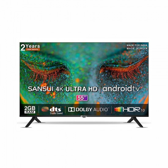 Sansui 140 cm 55 inches 4K Ultra HD Certified Android LED TV JSW55ASUHD Mystique Black