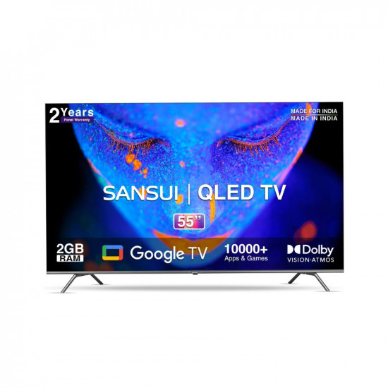 SANSUI 140 cm (55 inches) 4K Ultra HD Smart QLED Google TV JSW55GSQLED (Black)