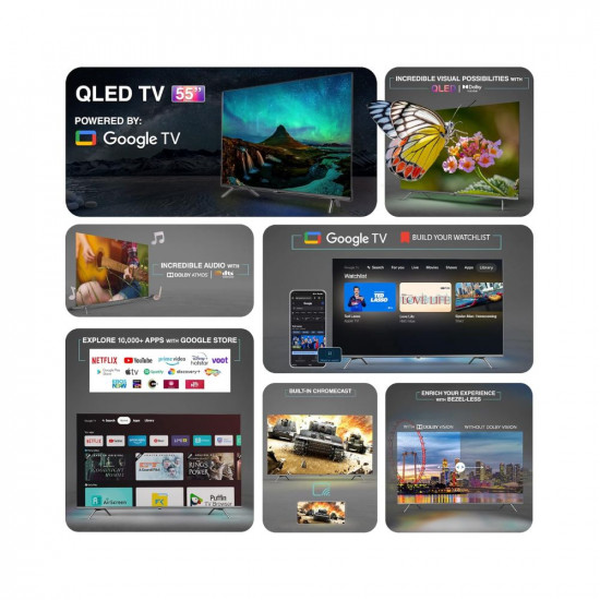 SANSUI 140 cm (55 inches) 4K Ultra HD Smart QLED Google TV JSW55GSQLED (Black)