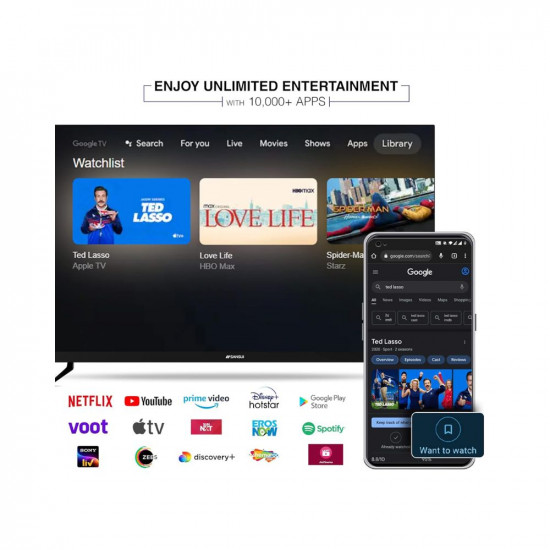 SANSUI 80 cm (32 inches) HD Ready Smart A+ LED Google TV JSWY32GSHD (Black)