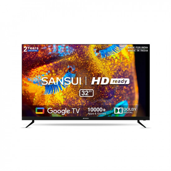 SANSUI 80 cm (32 inches) HD Ready Smart A+ LED Google TV JSWY32GSHD (Black)