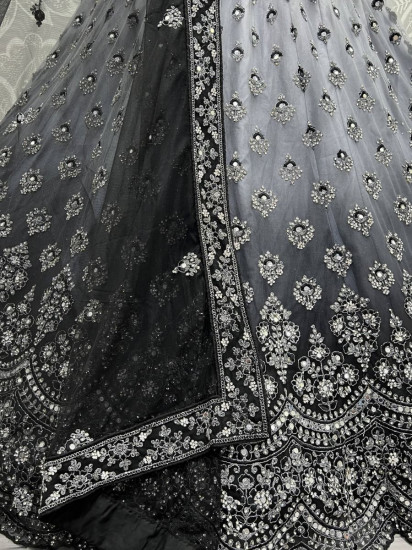 Sassy Black Zircon Daimond Net Cocktail Party Lehenga Choli