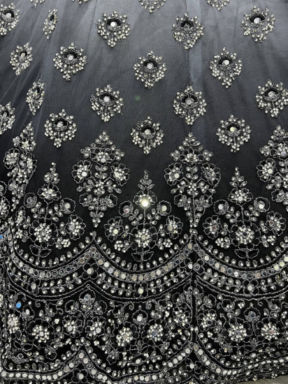 Sassy Black Zircon Daimond Net Cocktail Party Lehenga Choli