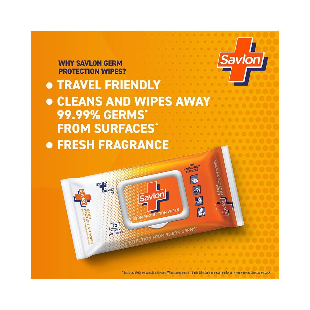 Savlon Germ Protection Multipurpose Thick & Soft Wet Wipes With Fliptop Lid - 72 Wipes Multi Purpose
