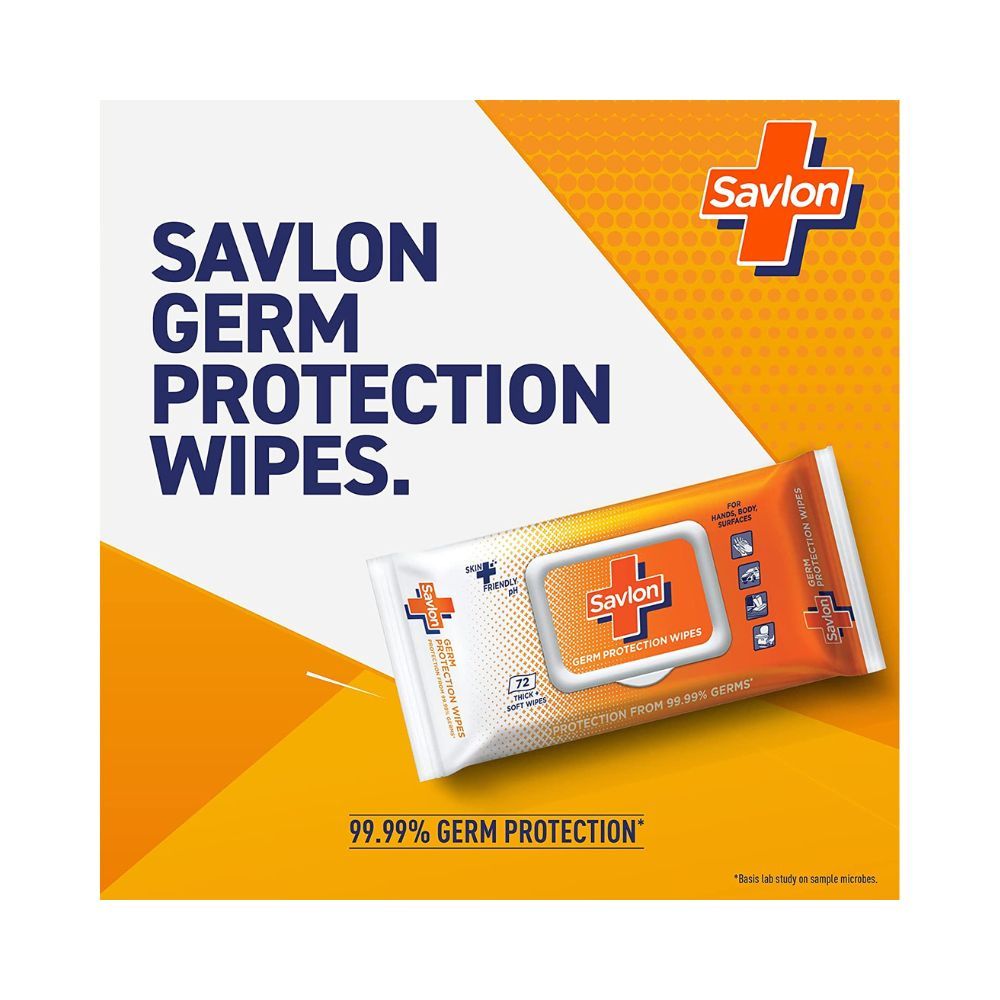 Savlon Germ Protection Multipurpose Thick & Soft Wet Wipes With Fliptop Lid - 72 Wipes Multi Purpose