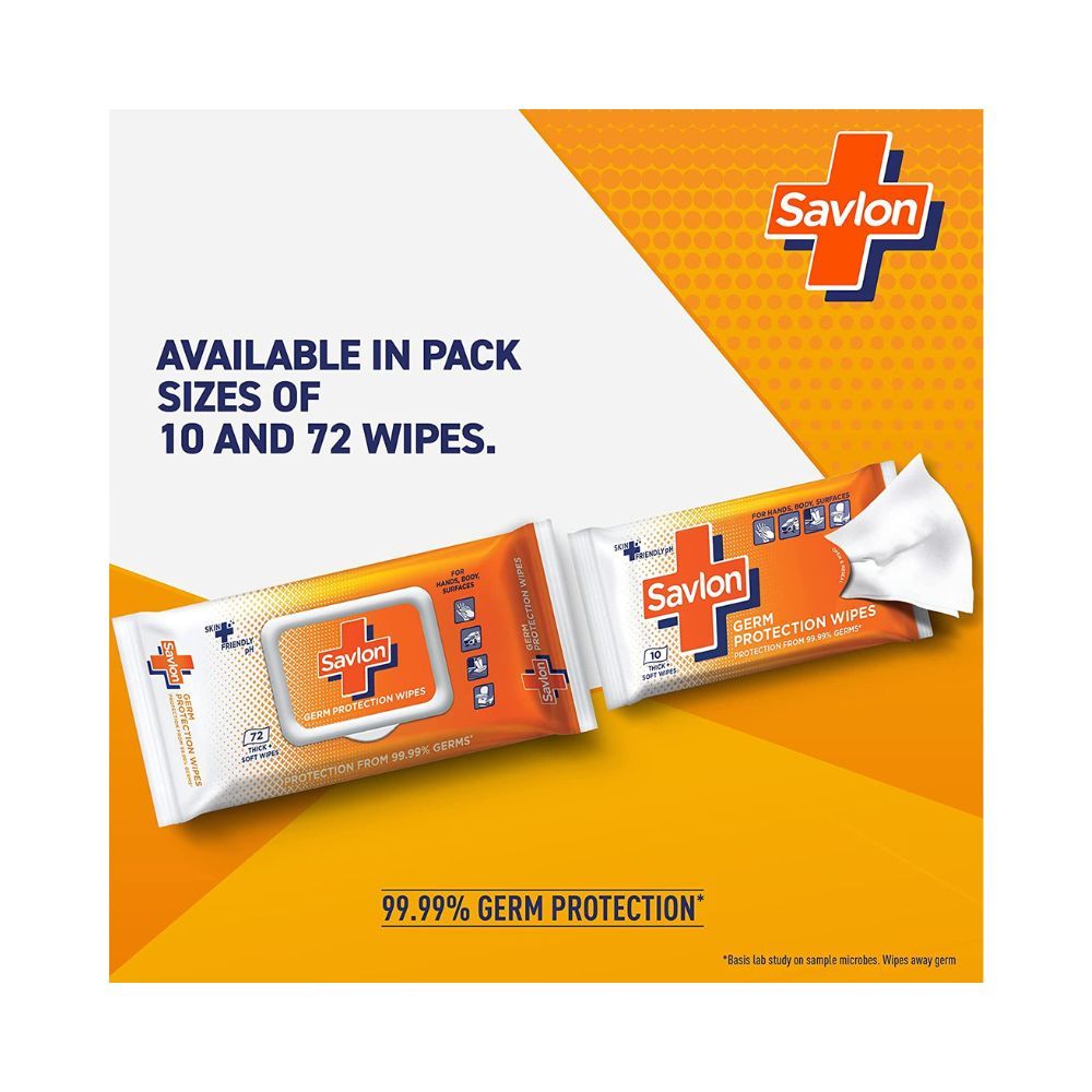 Savlon Germ Protection Multipurpose Thick & Soft Wet Wipes With Fliptop Lid - 72 Wipes Multi Purpose