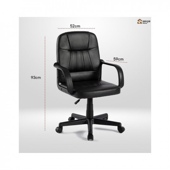 SAVYA HOME Leatherette Executive Office Chair|Study Chair for Office, Home|Mid Back Ergonomic Chair with Armrest for Office