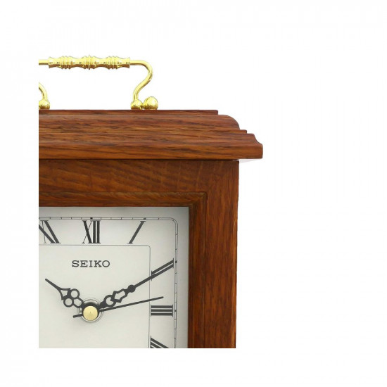 SEIKO Wooden Table Clock (Qxg337Zn, Brown, 20.3 x 17.7 cm)