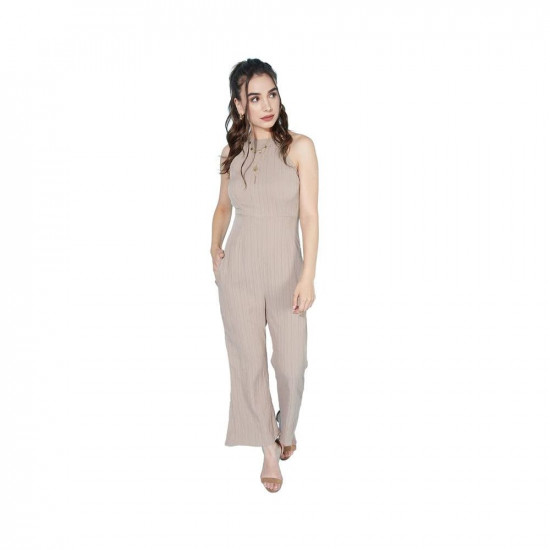 Selvia Women'S Solid Sleeve Less Polyester Blend Jumpsuit