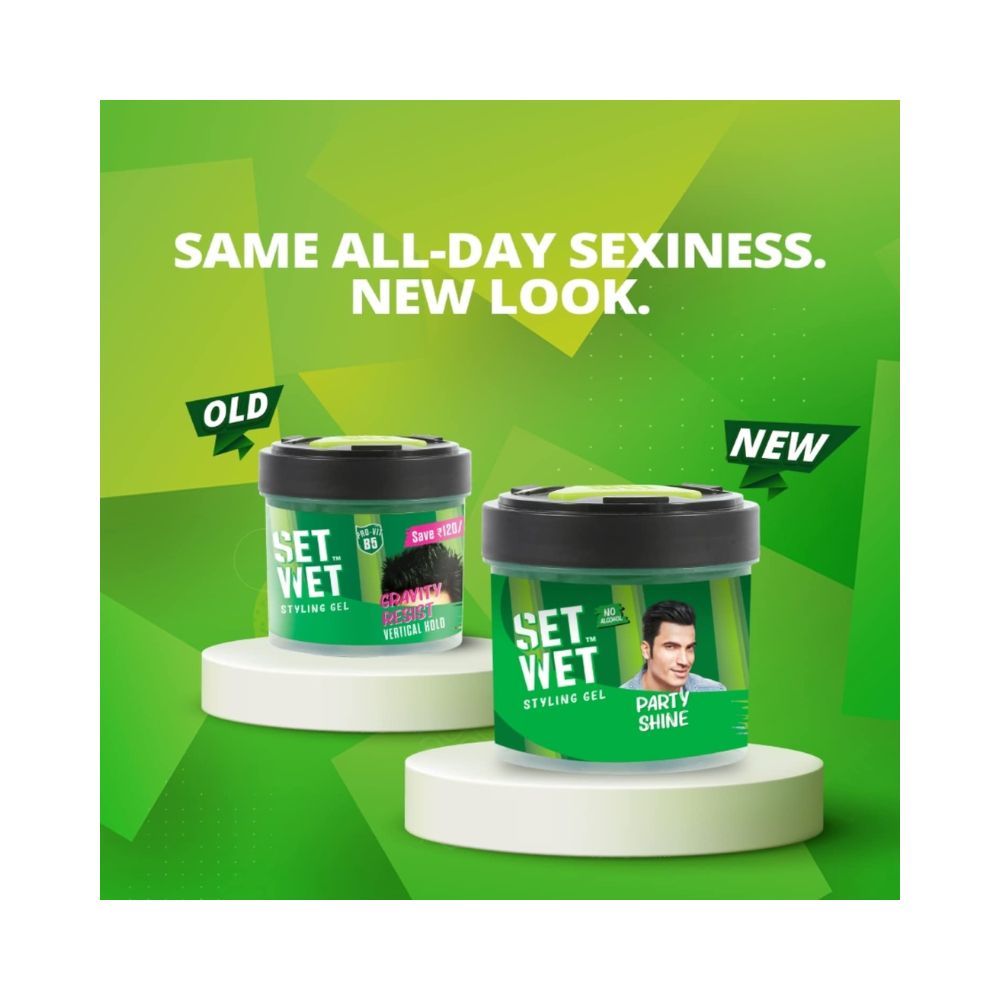 Set Wet Styling Hair Gel for Men - Party Shine, 250gm