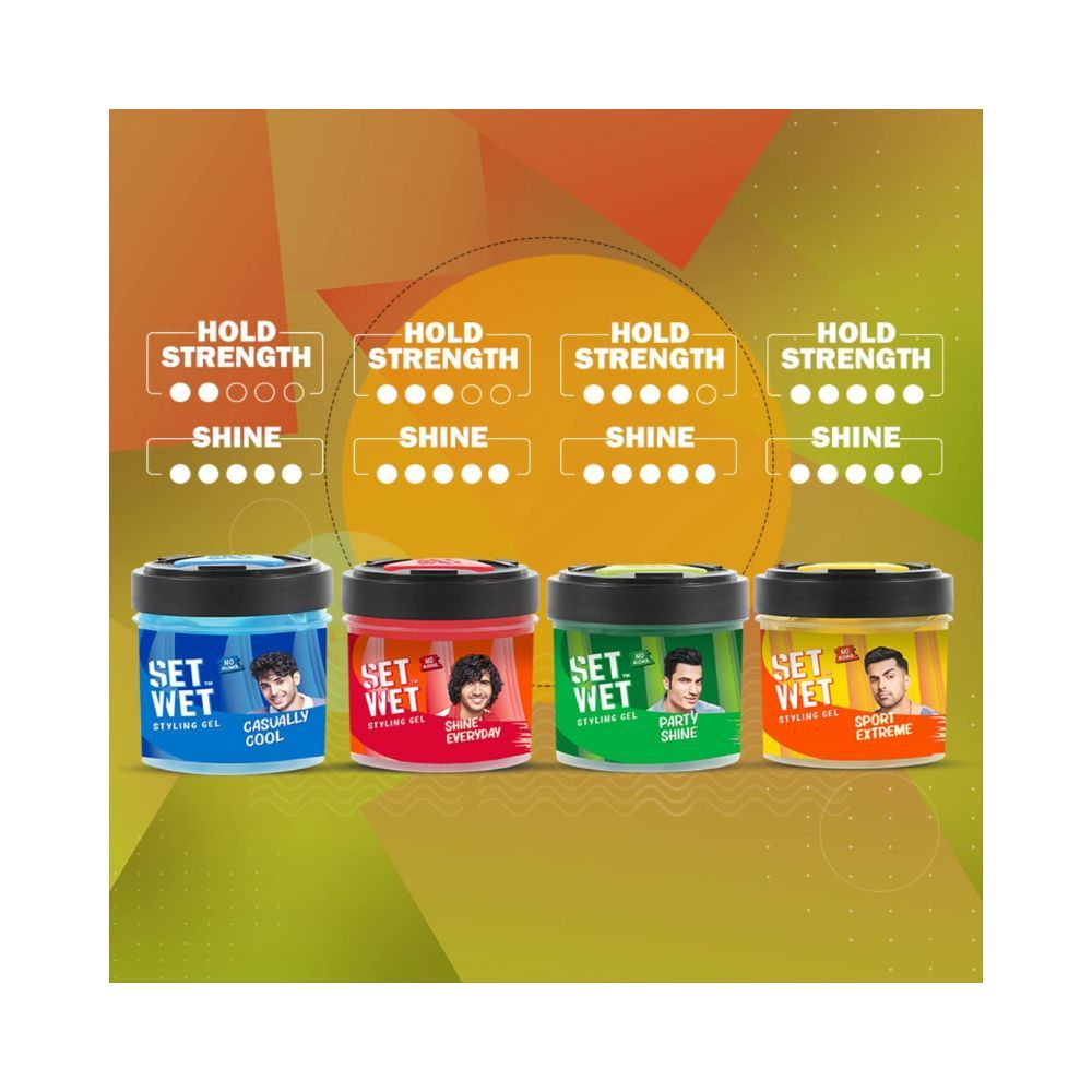 Set Wet Styling Hair Gel for Men - Shine Everyday, 250gm | Light Hold, High Shine |For Long Hair| No Alcohol, No Sulphate