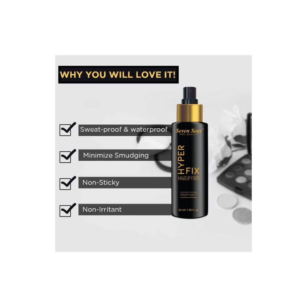 Seven Seas Mist & Fix Makeup Fixer Prime + Correct + Set 12Hrs (Sparkle) Not For Daily Use
