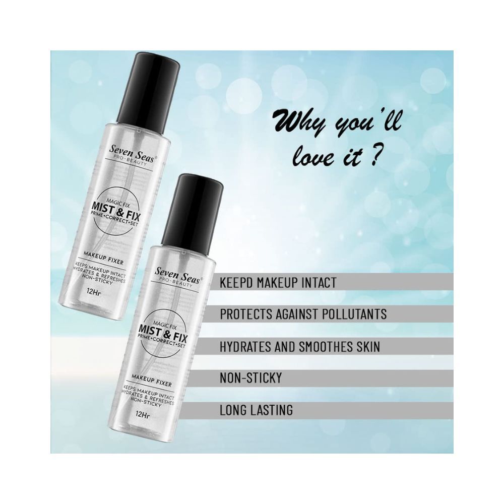 Seven Seas Mist & Fix Makeup Fixer Prime + Correct + Set 12Hrs (Transparent) For Daily Use