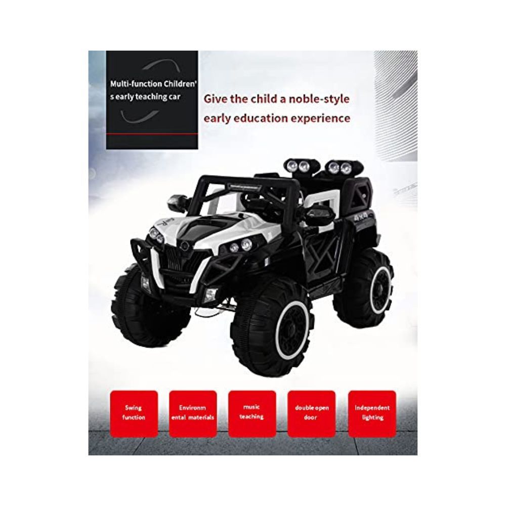 SHAKYA WORLD 4X4 1188 12v Rechargeable Battery Operated Ride on Off Roader Jeep for Kids, 2-8 Years, Off White