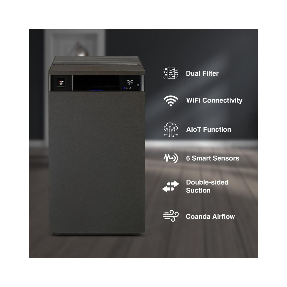 SHARP Air Purifier for Home FX-S120M-H  Wi-Fi Connectivity Remote Operation Capability PM 25 Display  Real Time Indicator for Air Quality Temperature Humidity Filter Life and Change Indicator