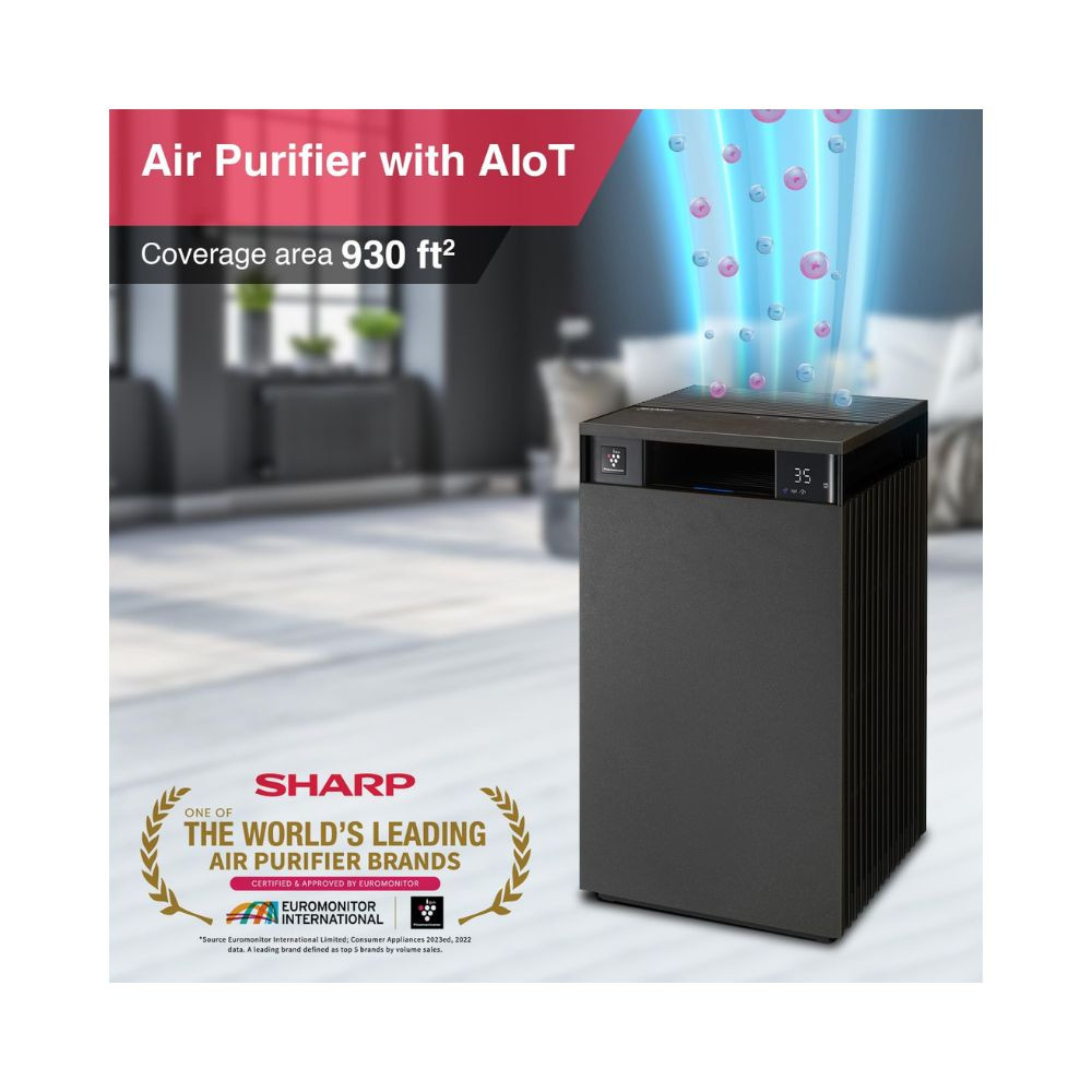 SHARP Air Purifier for Home FX-S120M-H  Wi-Fi Connectivity Remote Operation Capability PM 25 Display  Real Time Indicator for Air Quality Temperature Humidity Filter Life and Change Indicator