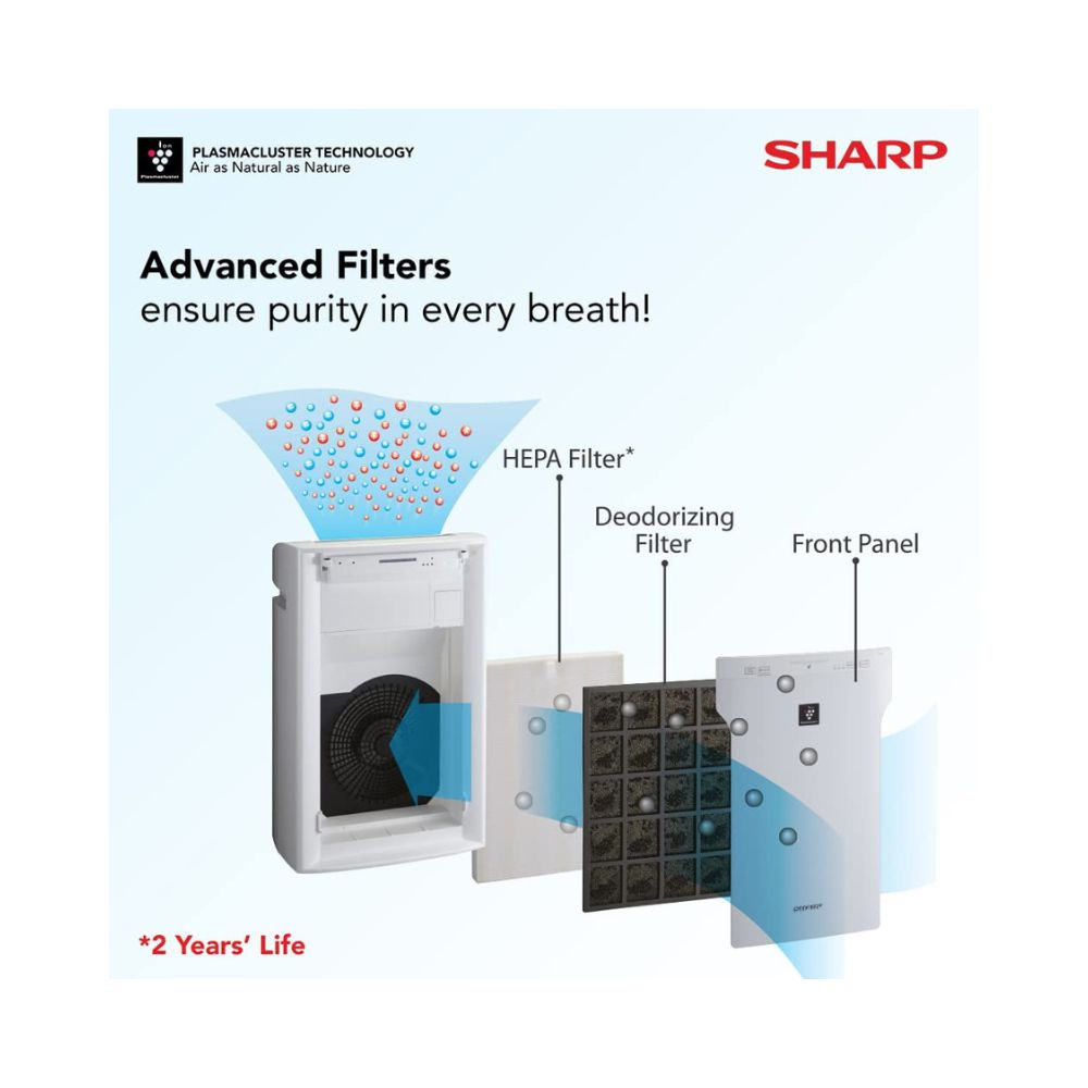 SHARP Professional Air Purifier for Home I Multi-Stage Purification with HEPACarbonPre-filter  Plasmacluster Remove Mold Bacteria Virus VOCs  Traps 9997 Impurities I Cover 680 ft White