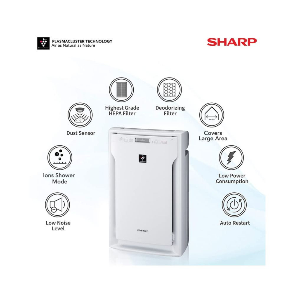 SHARP Professional Air Purifier for Home I Multi-Stage Purification with HEPACarbonPre-filter  Plasmacluster Remove Mold Bacteria Virus VOCs  Traps 9997 Impurities I Cover 680 ft White