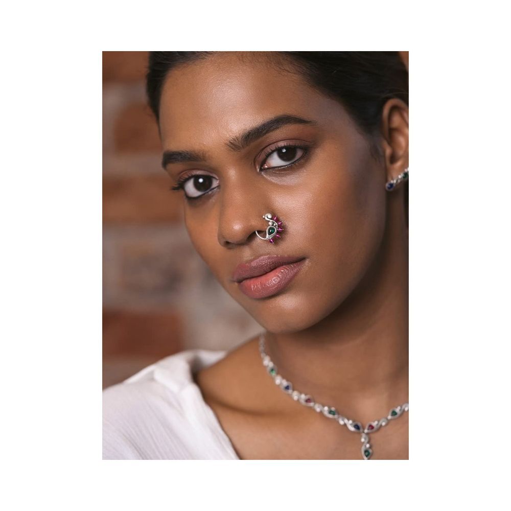 Buy Nagmori Inspired Nose Pin In 925 Silver from Shaya by CaratLane