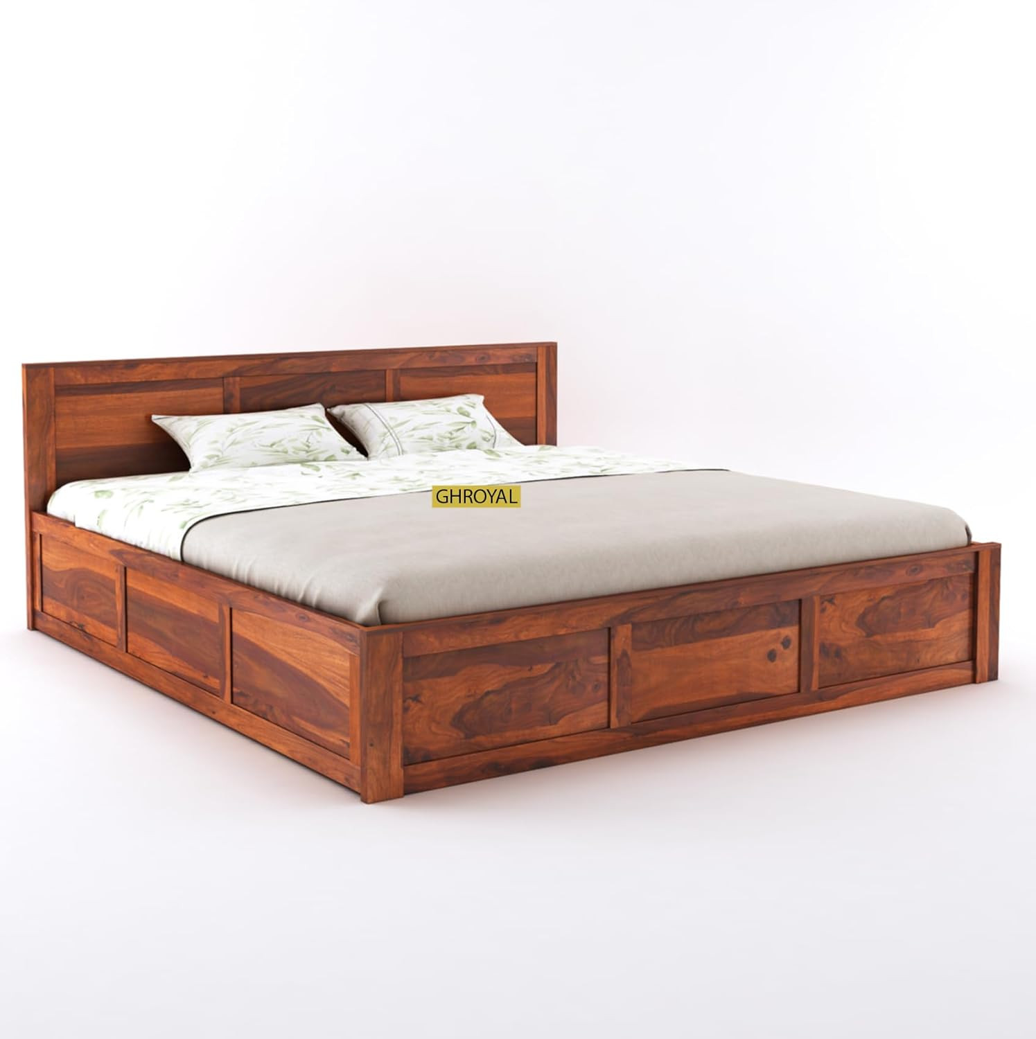 Sheesham Wood Queen Size Double Bed with Box Storage for Bedroom Furniture Wooden Palang for Living Room Furniture  Walnut Finish Hyrdraulic - Image 8