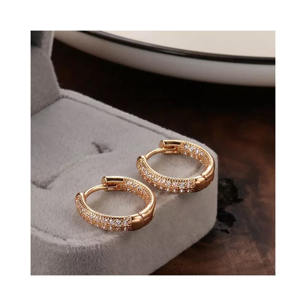 Quintessence  Rose GoldPlated American Diamond Studded Hoop earrings   Priyaasi