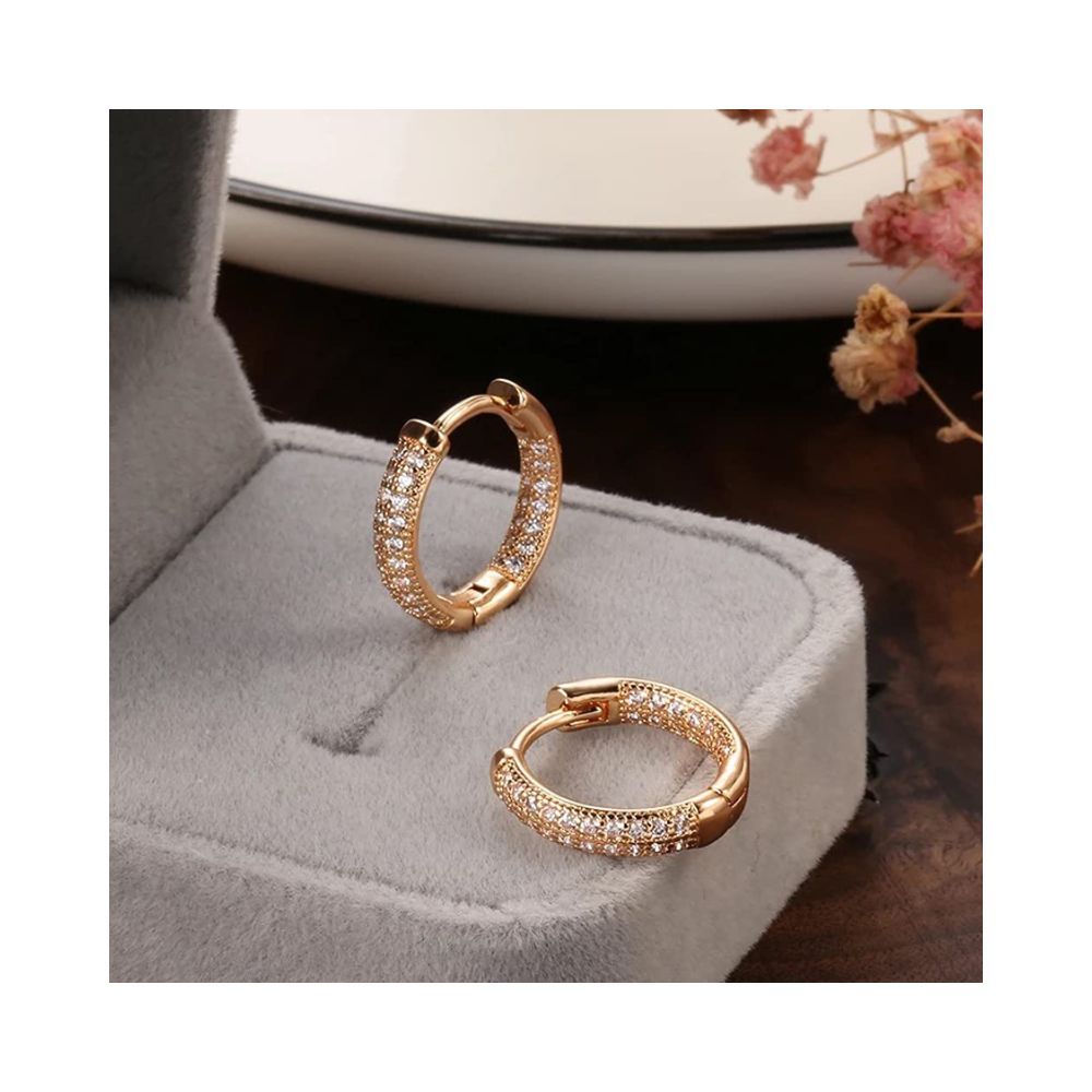 Shining Diva Fashion 18k Rose Gold Plated Latest Fancy Stylish Copper Zircon Bali Earrings for Women and Girls