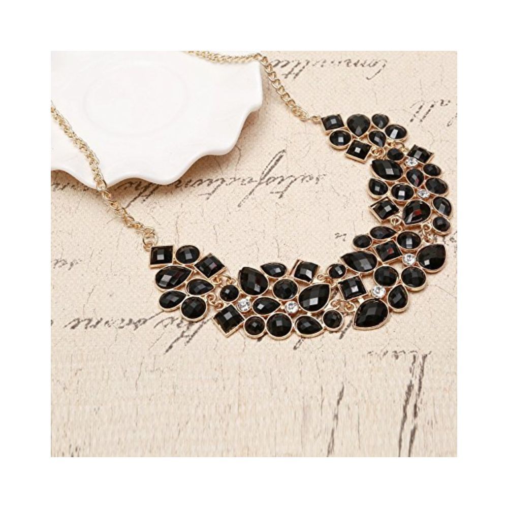 Shining Diva Fashion Black Metal Choker Necklace for Women(Black)(8096np)