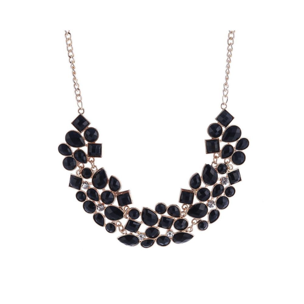 Shining Diva Fashion Black Metal Choker Necklace for Women(Black)(8096np)