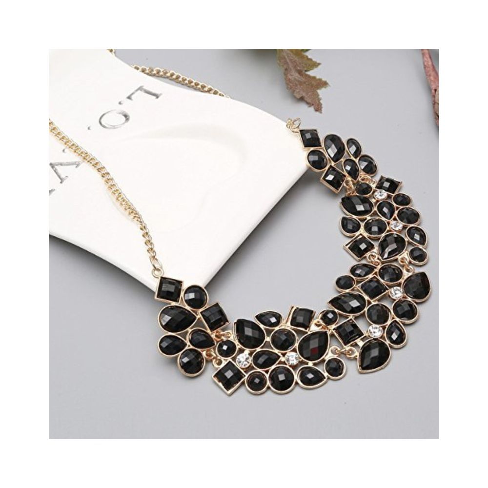 Shining Diva Fashion Black Metal Choker Necklace for Women(Black)(8096np)