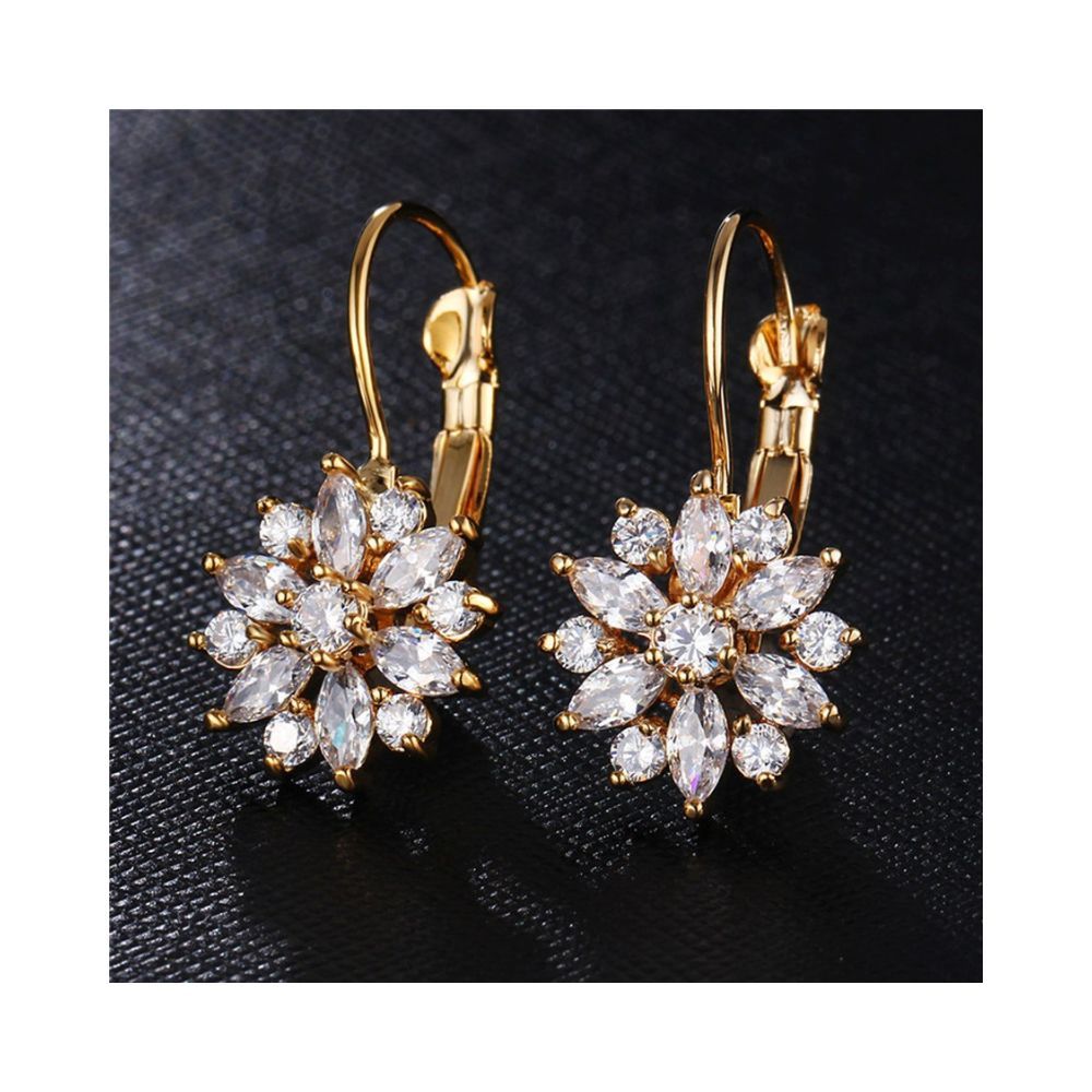 Shining Diva Fashion Latest 18k Gold Plated AAA Crystal Diamonds Earrings For Women & Girls