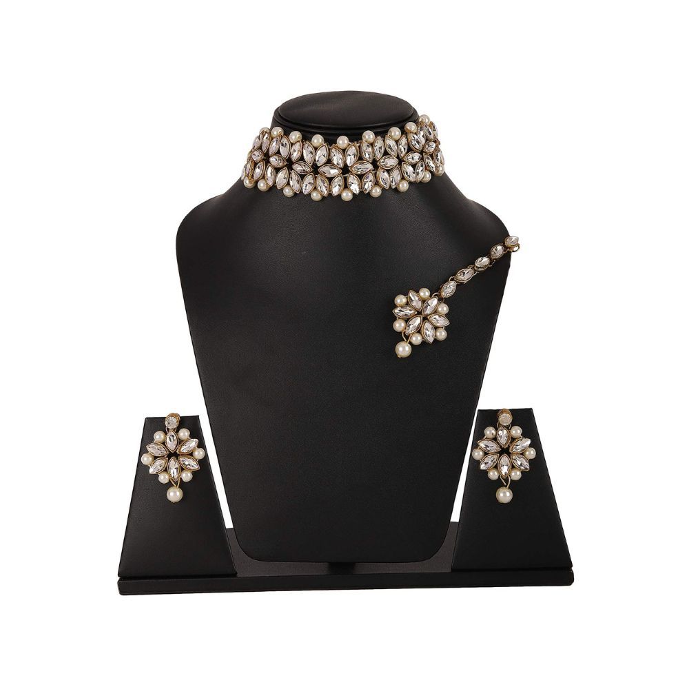 Shining Diva Fashion Latest Choker Design Antique Kundan Traditional Necklace Jewellery Set for Women