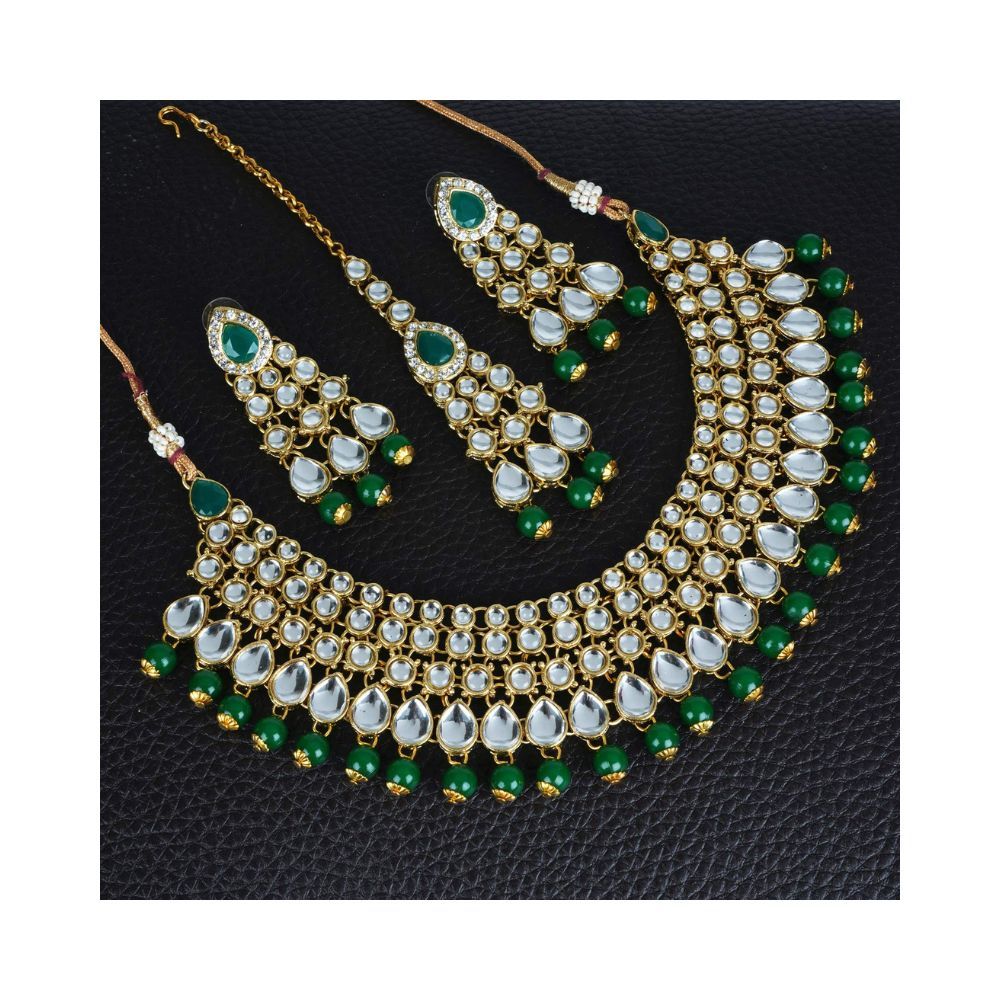 Shining Diva Fashion Latest Choker Design Pearl Kundan Wedding Traditional Party Necklace Jewellery Set for Women