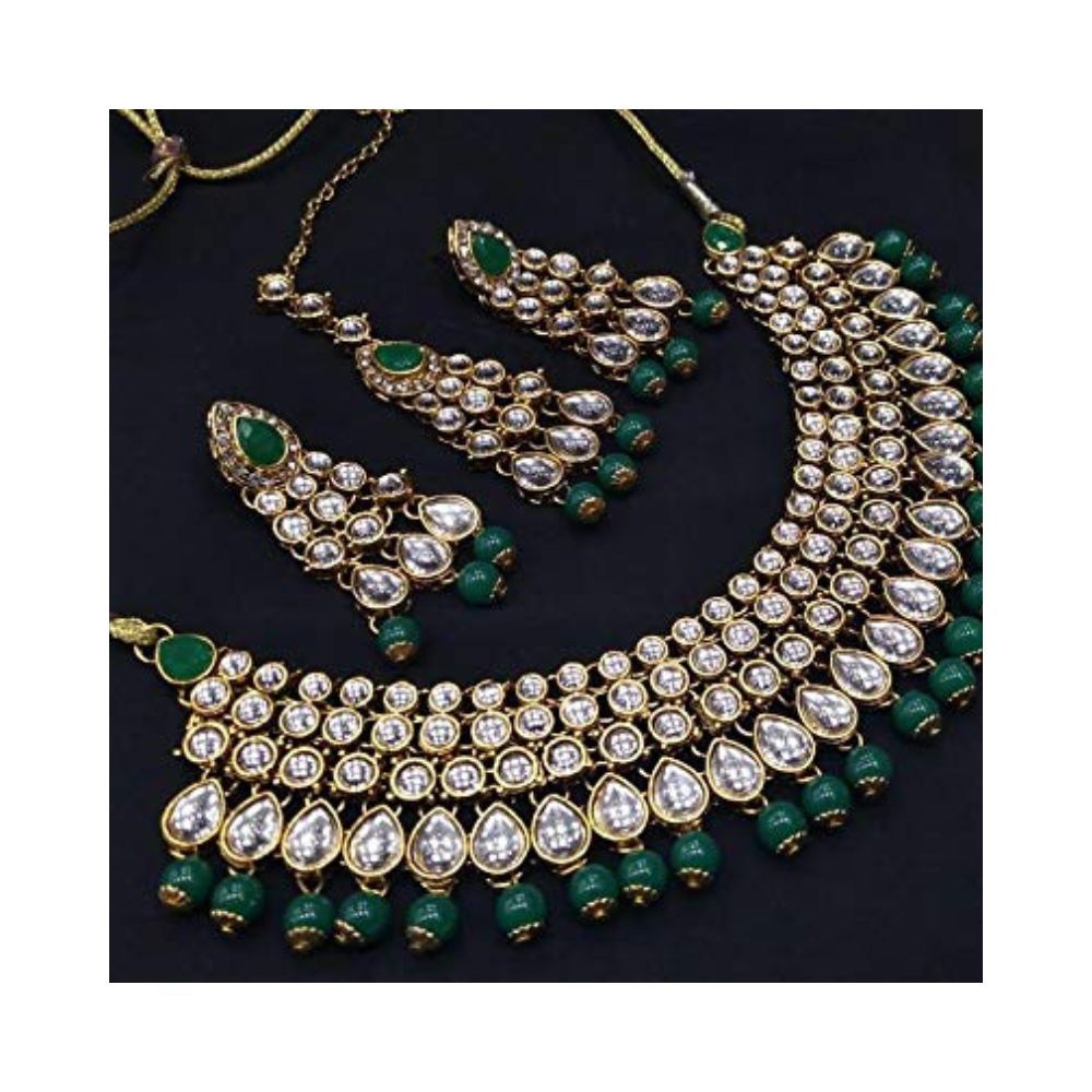 Shining Diva Fashion Latest Choker Design Pearl Kundan Wedding Traditional Party Necklace Jewellery Set for Women