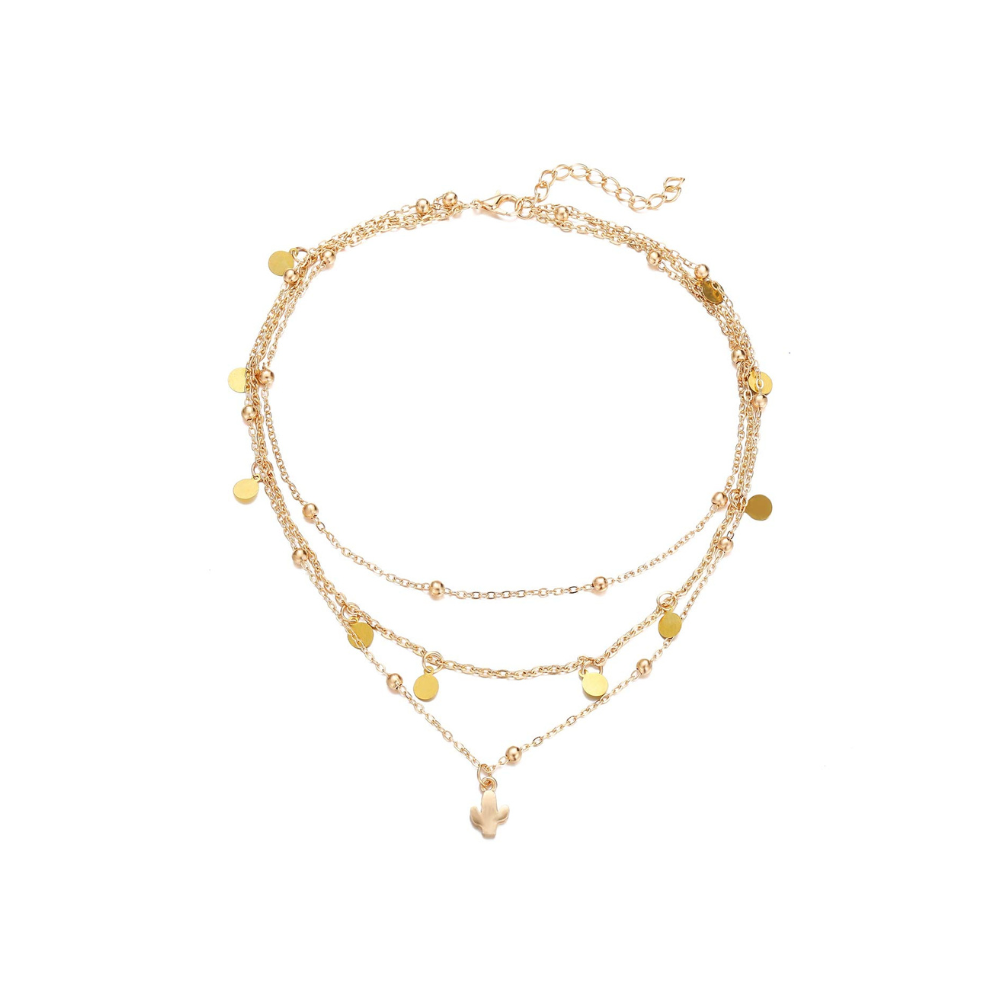 Shining Diva Fashion Latest Multilayer Western Non Precious Base Metal Cubic Zirconia Golden Neckpiece Neck Chain Necklace for Women (12159np)