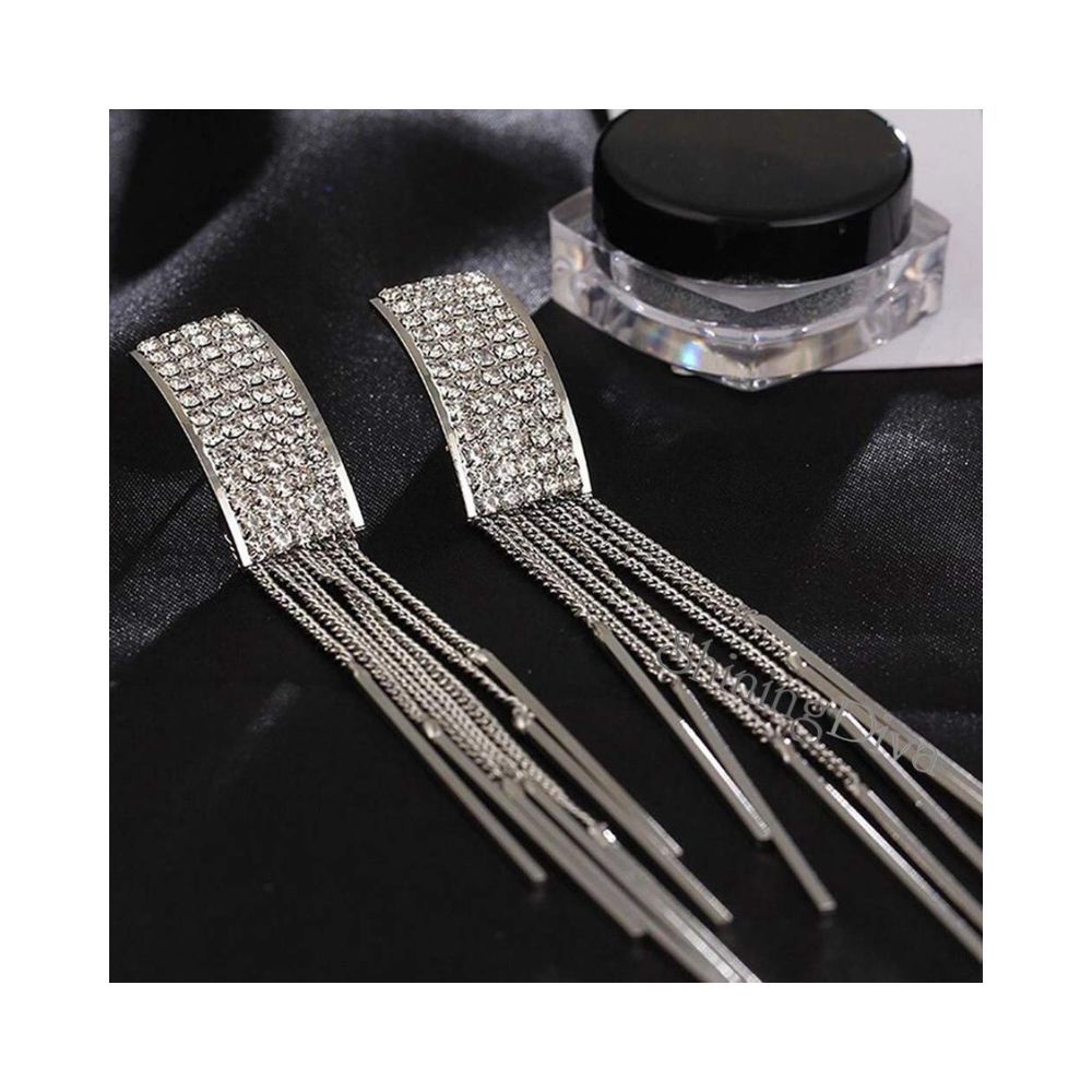 Shining Diva Fashion Latest Stylish Italian Designer Gold and Silver Plated Tassel Earrings for Women