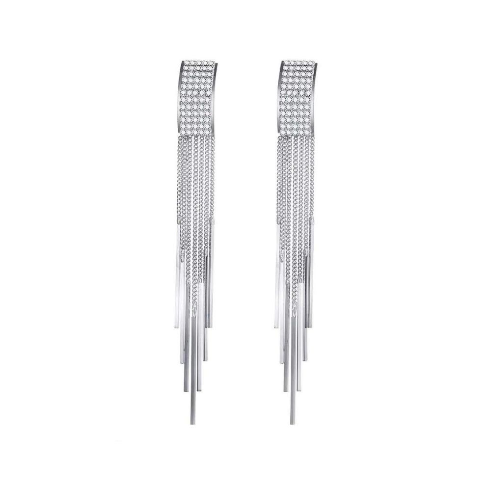 Shining Diva Fashion Latest Stylish Italian Designer Gold and Silver Plated Tassel Earrings for Women