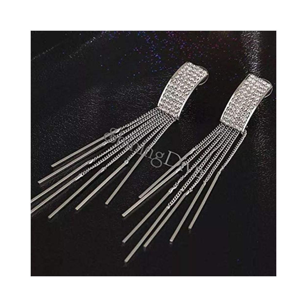 Shining Diva Fashion Latest Stylish Italian Designer Gold and Silver Plated Tassel Earrings for Women