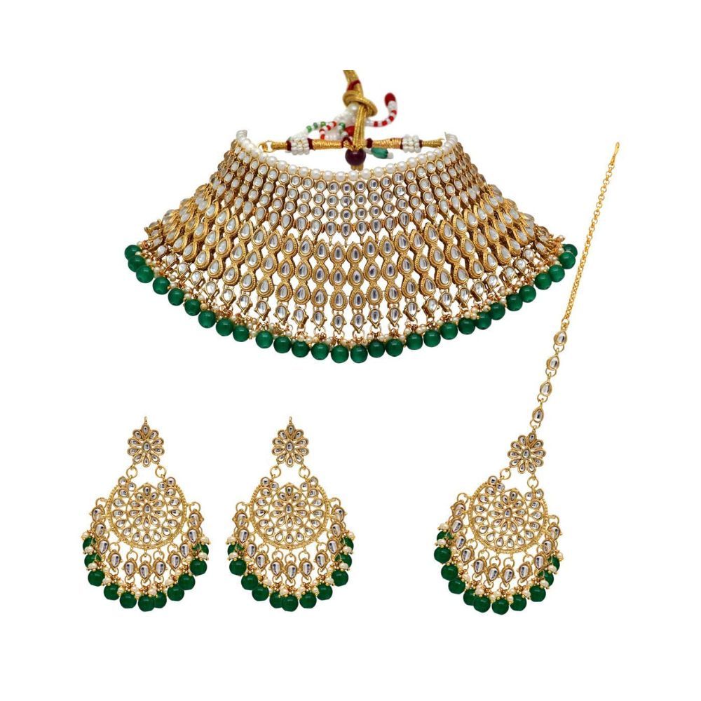 Shining Diva Fashion Latest Stylish Kundan Choker Wedding Party Traditional Bridal Necklace Jewellery Set for Women